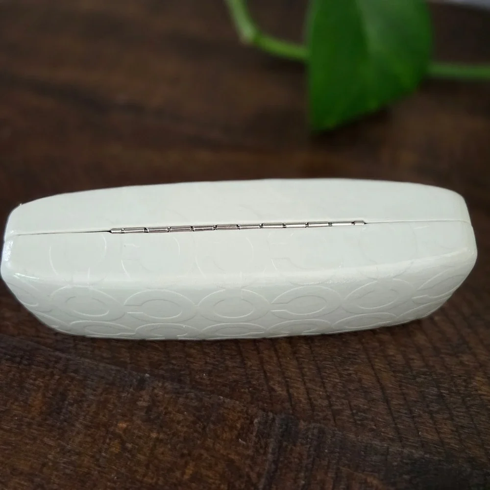 Coach Eyeglasses Case White Embossed Signature C Hard Shell Womens